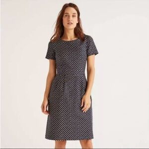 Boden Sierra Fit & Flare Dress – Navy Dot – Size 8